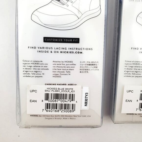 Hickies Blue & White Lacing System Elastic Tieless Unisex One Size Lot of 2 - Picture 5 of 7